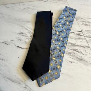 BUNDLE Umo Lorenzo Silk Black and Nubio Print Blue Ties